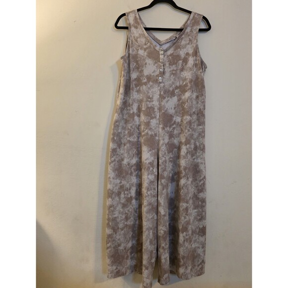 LOGO Lori Goldstein Women's Size Small Sleeveless Henley‎ Wide Leg Jumpsuit Pkts - Picture 1 of 10